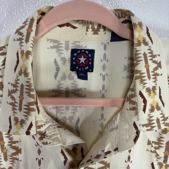 Mens Vintage Panhandle Slim Pearl Snap Western Aztec Shirt Short Sleeve XXL - Picture 10 of 14